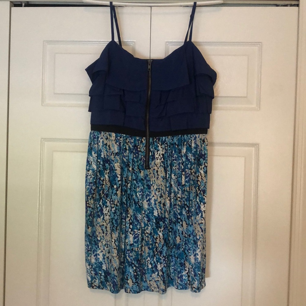 Cute blue half zipper dress